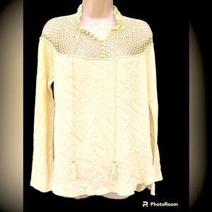 Free People On The Island Crochet High Neck Top Size M